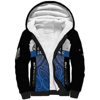 Personalised Cycling New Zealand Sherpa Hoodie Aotearoa Map Fern Maori Pattern