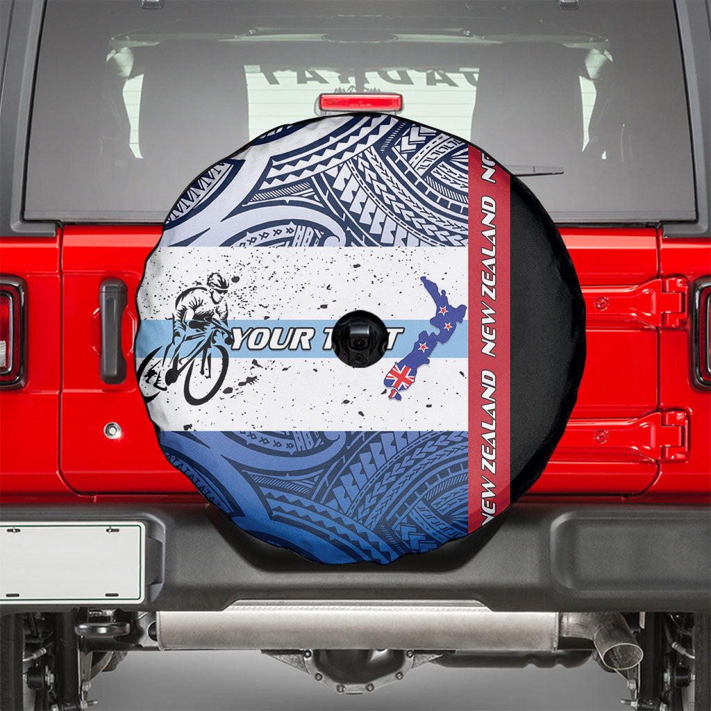 Personalised Cycling New Zealand Spare Tire Cover Aotearoa Map Fern Maori Pattern LT22 - Polynesian Pride