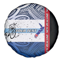 Personalised Cycling New Zealand Spare Tire Cover Aotearoa Map Fern Maori Pattern LT22 - Polynesian Pride