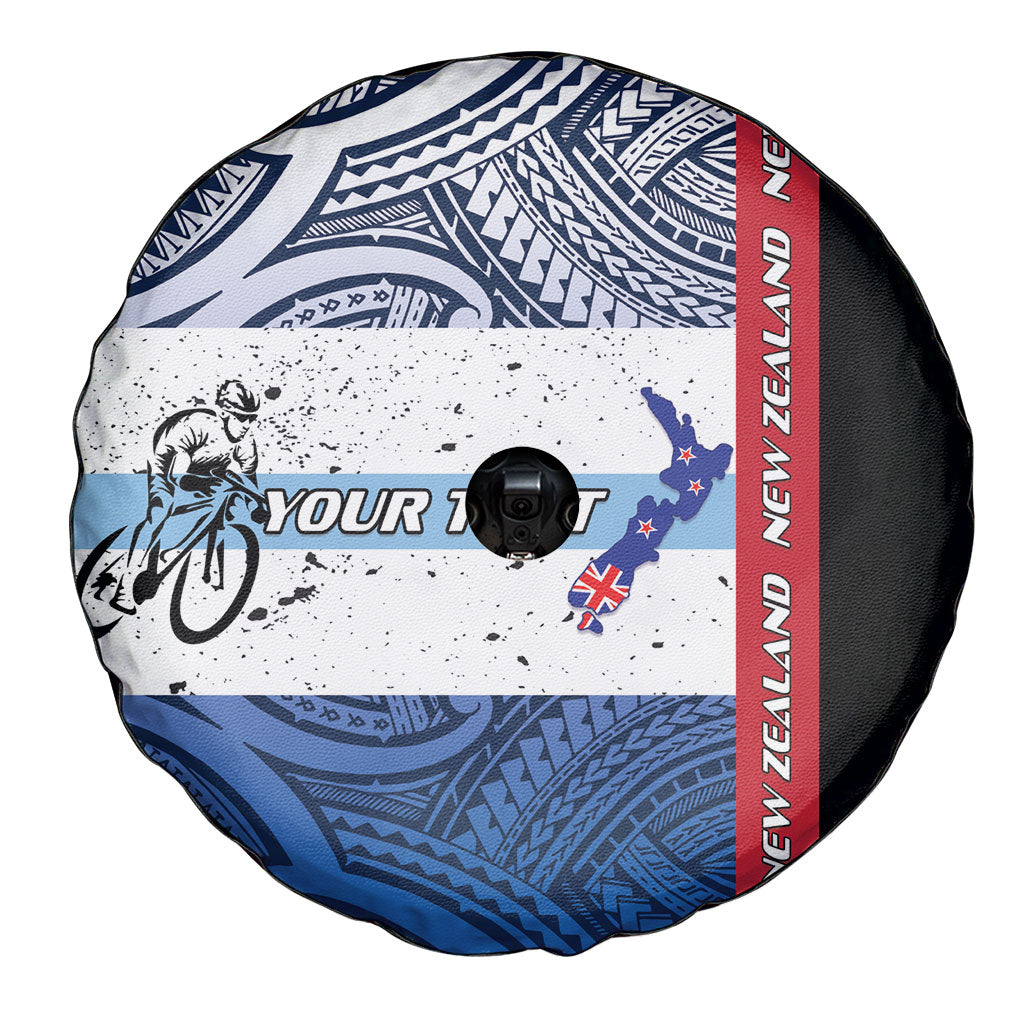 Personalised Cycling New Zealand Spare Tire Cover Aotearoa Map Fern Maori Pattern LT22 - Polynesian Pride