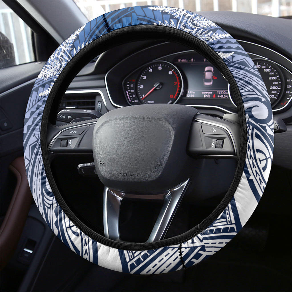 Cycling New Zealand Steering Wheel Cover Aotearoa Map Fern Maori Pattern LT22 - Polynesian Pride