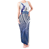 Personalised Cycling New Zealand Tank Maxi Dress Aotearoa Map Fern Maori Pattern LT22 Women Blue - Polynesian Pride