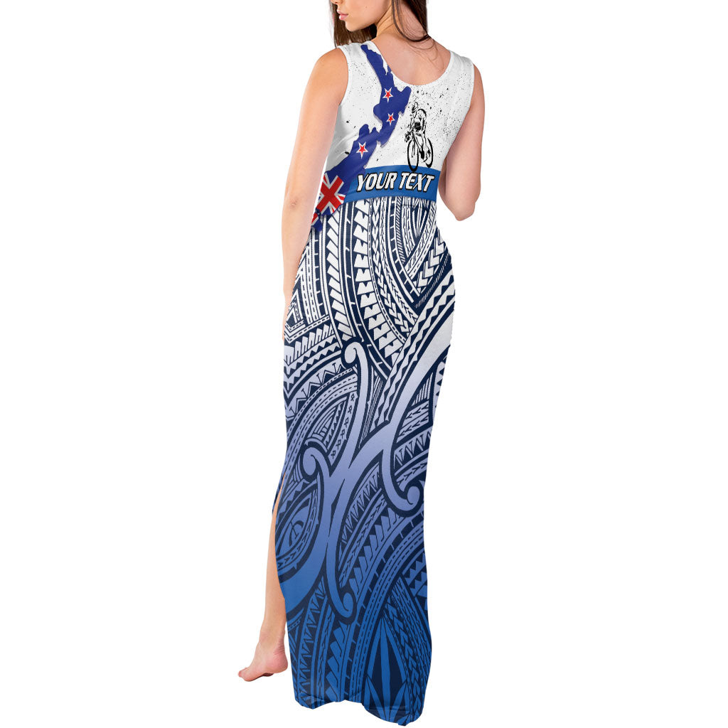 Personalised Cycling New Zealand Tank Maxi Dress Aotearoa Map Fern Maori Pattern LT22 - Polynesian Pride