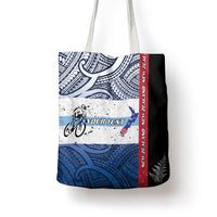 Personalised Cycling New Zealand Tote Bag Aotearoa Map Fern Maori Pattern LT22 - Polynesian Pride