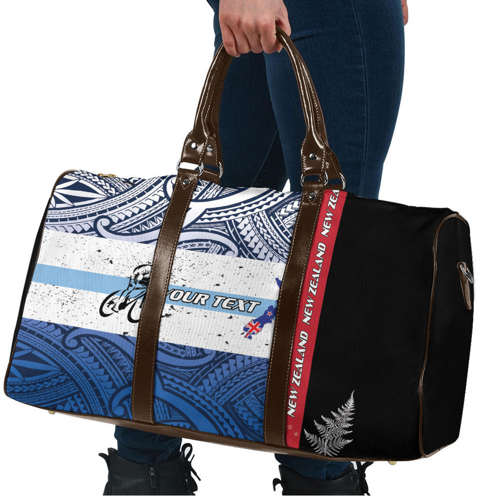 Personalised Cycling New Zealand Travel Bag Aotearoa Map Fern Maori Pattern LT22 - Polynesian Pride
