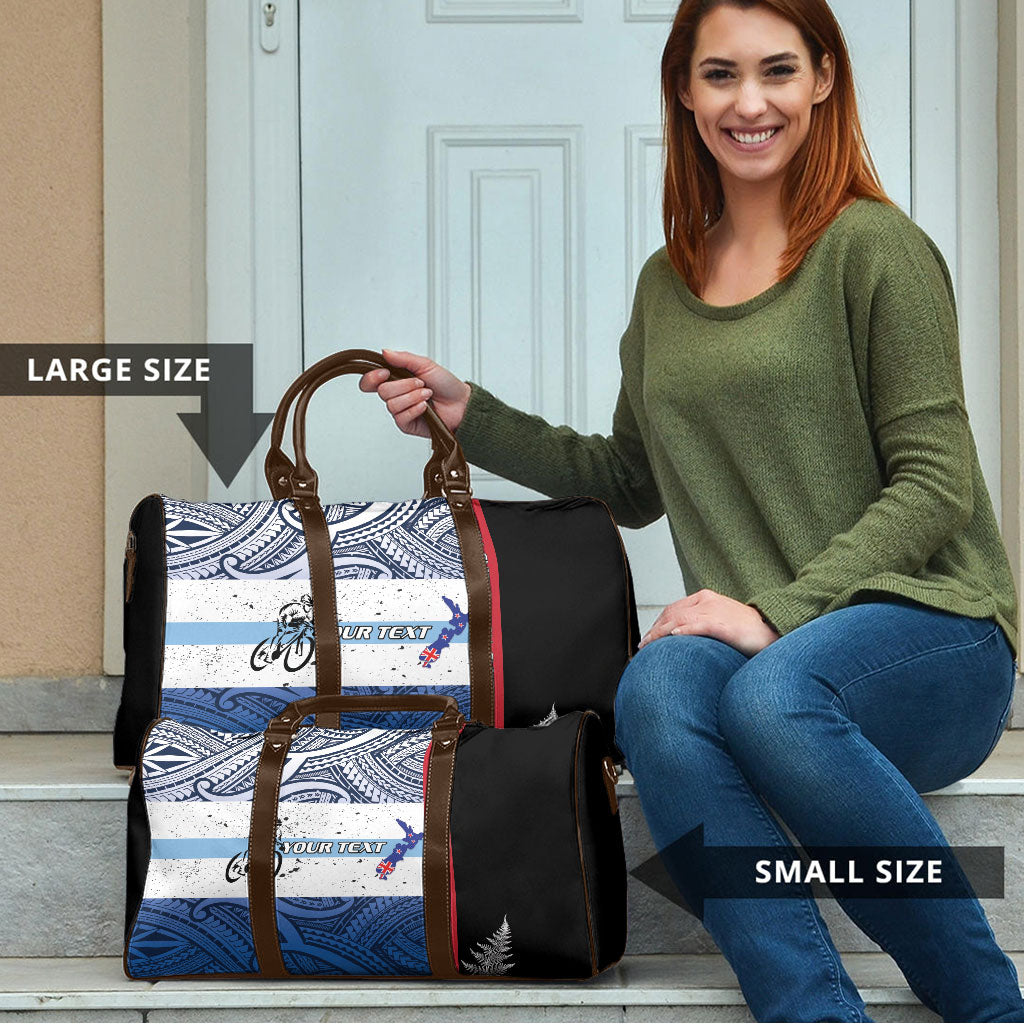 Personalised Cycling New Zealand Travel Bag Aotearoa Map Fern Maori Pattern LT22 - Polynesian Pride
