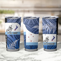 Personalised Cycling New Zealand Tumbler Cup Aotearoa Map Fern Maori Pattern LT22 - Polynesian Pride