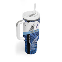 Personalised Cycling New Zealand Tumbler With Handle Aotearoa Map Fern Maori Pattern LT22 - Polynesian Pride