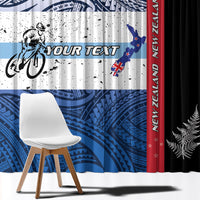 Personalised Cycling New Zealand Window Curtain Aotearoa Map Fern Maori Pattern LT22 - Polynesian Pride
