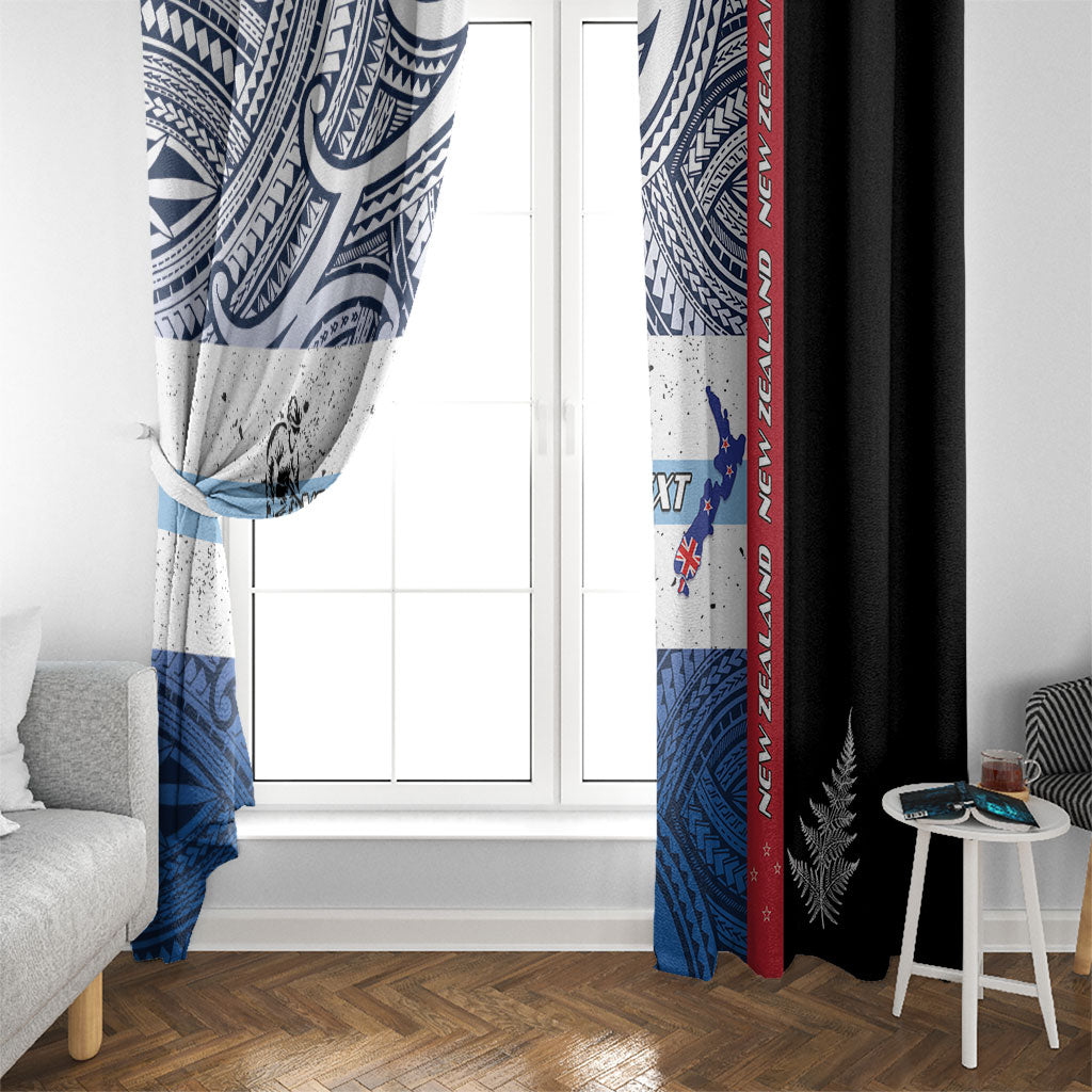 Personalised Cycling New Zealand Window Curtain Aotearoa Map Fern Maori Pattern LT22 - Polynesian Pride