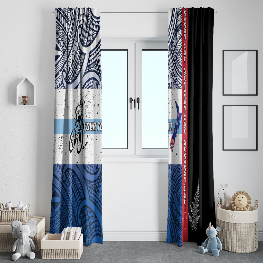 Personalised Cycling New Zealand Window Curtain Aotearoa Map Fern Maori Pattern LT22 - Polynesian Pride