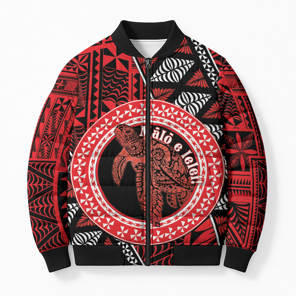 Personalised Tonga Language Week Bomber Puffer Jacket Heilala Turtle Malo E Lelei