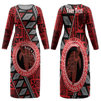 Personalised Tonga Language Week Family Matching Long Sleeve Bodycon Dress and Hawaiian Shirt Heilala Turtle Malo E Lelei