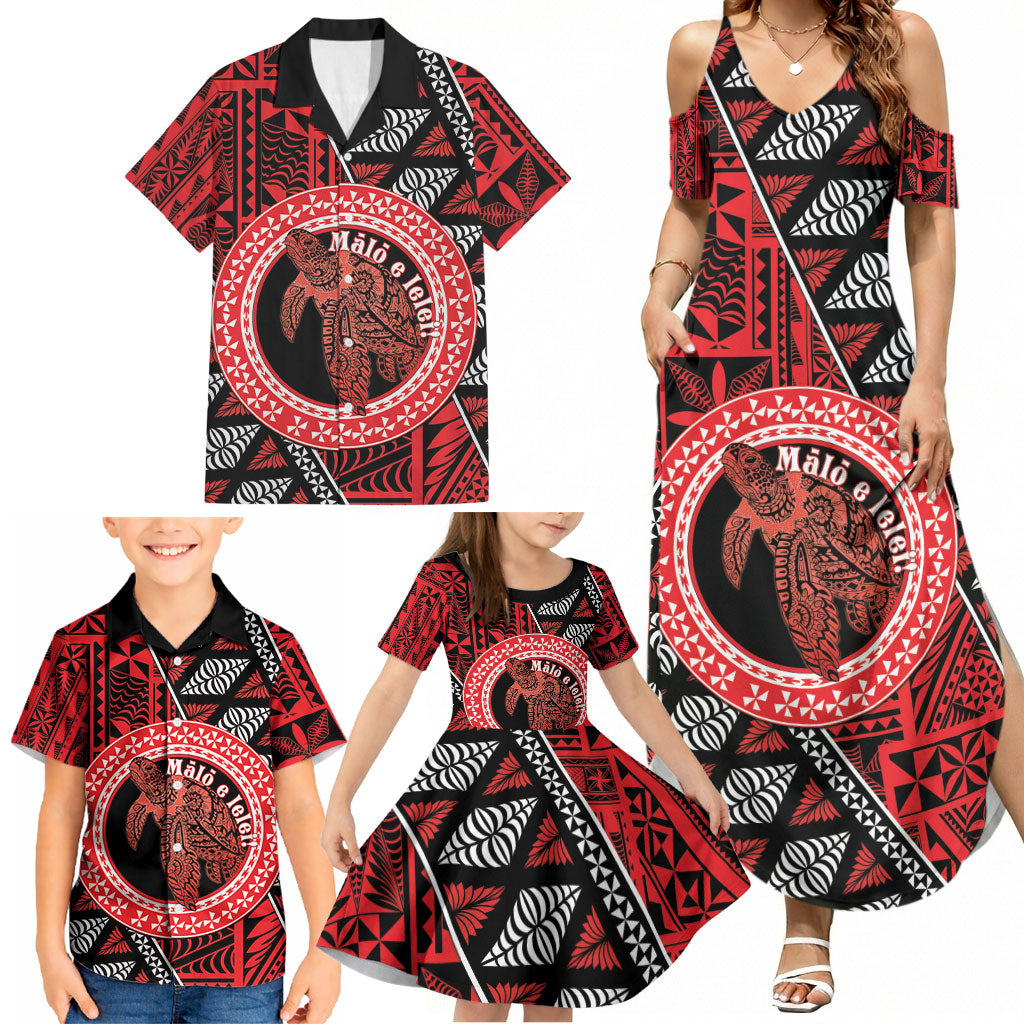 Personalised Tonga Language Week Family Matching Summer Maxi Dress and Hawaiian Shirt Heilala Turtle Malo E Lelei