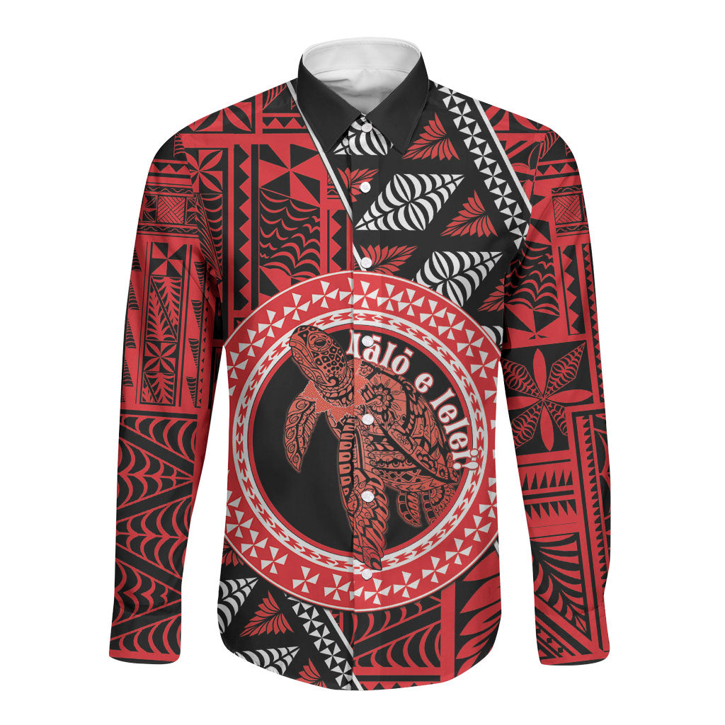 Personalised Tonga Language Week Long Sleeve Button Shirt Heilala Turtle Malo E Lelei