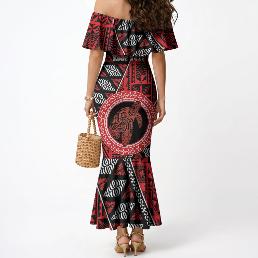 Personalised Tonga Language Week Mermaid Dress Heilala Turtle Malo E Lelei