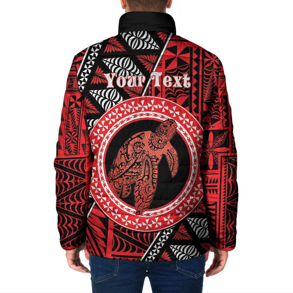 Personalised Tonga Language Week Padded Jacket Heilala Turtle Malo E Lelei