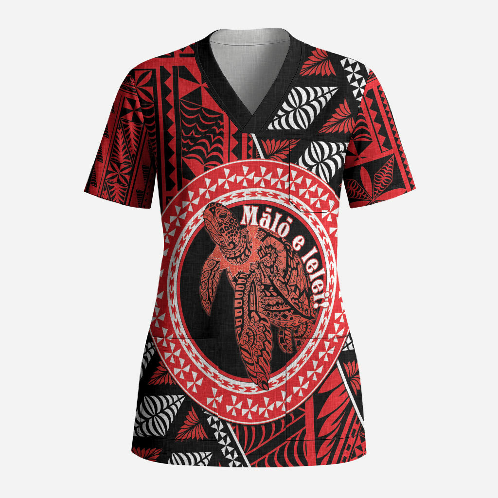 Personalised Tonga Language Week Scrub Top Heilala Turtle Malo E Lelei