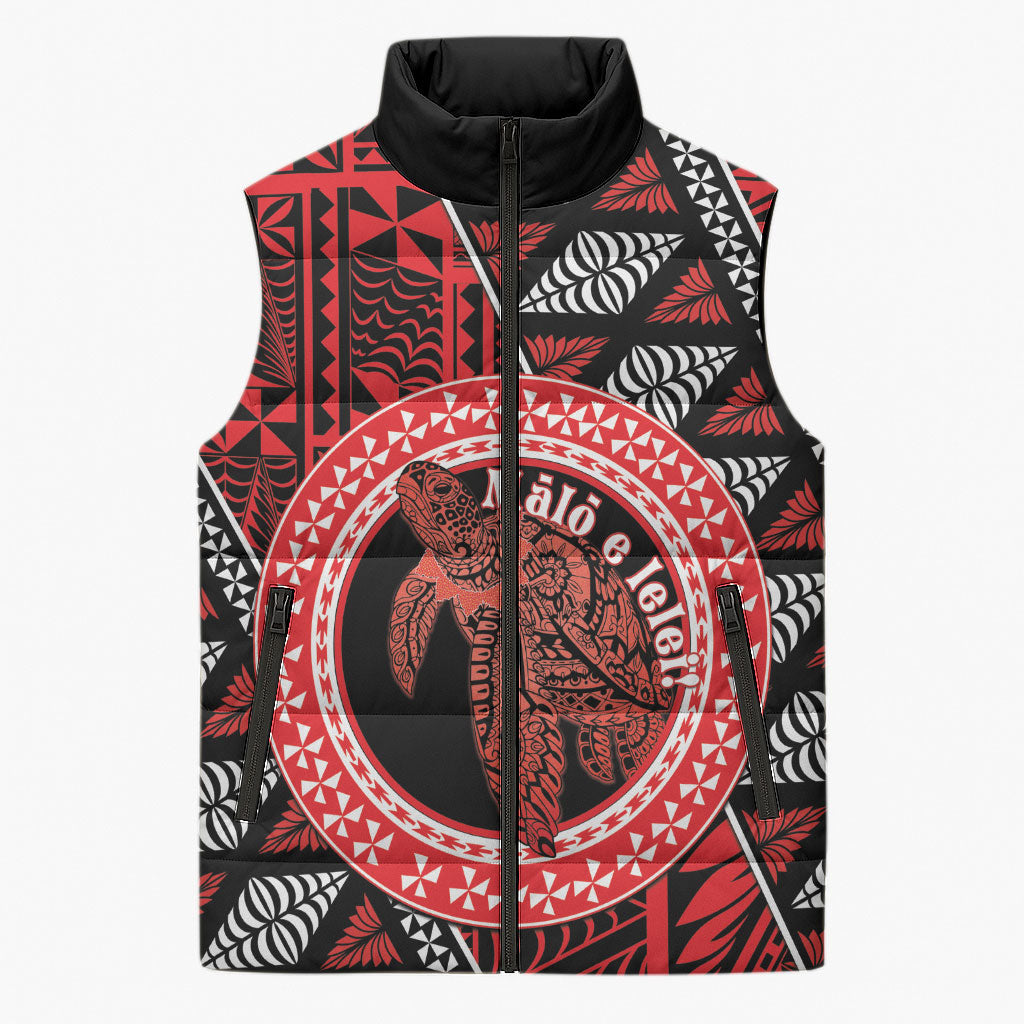Personalised Tonga Language Week Sleeveless Puffer Jacket Heilala Turtle Malo E Lelei