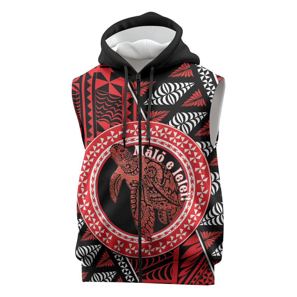 Personalised Tonga Language Week Sleeveless Zip Hoodie Heilala Turtle Malo E Lelei