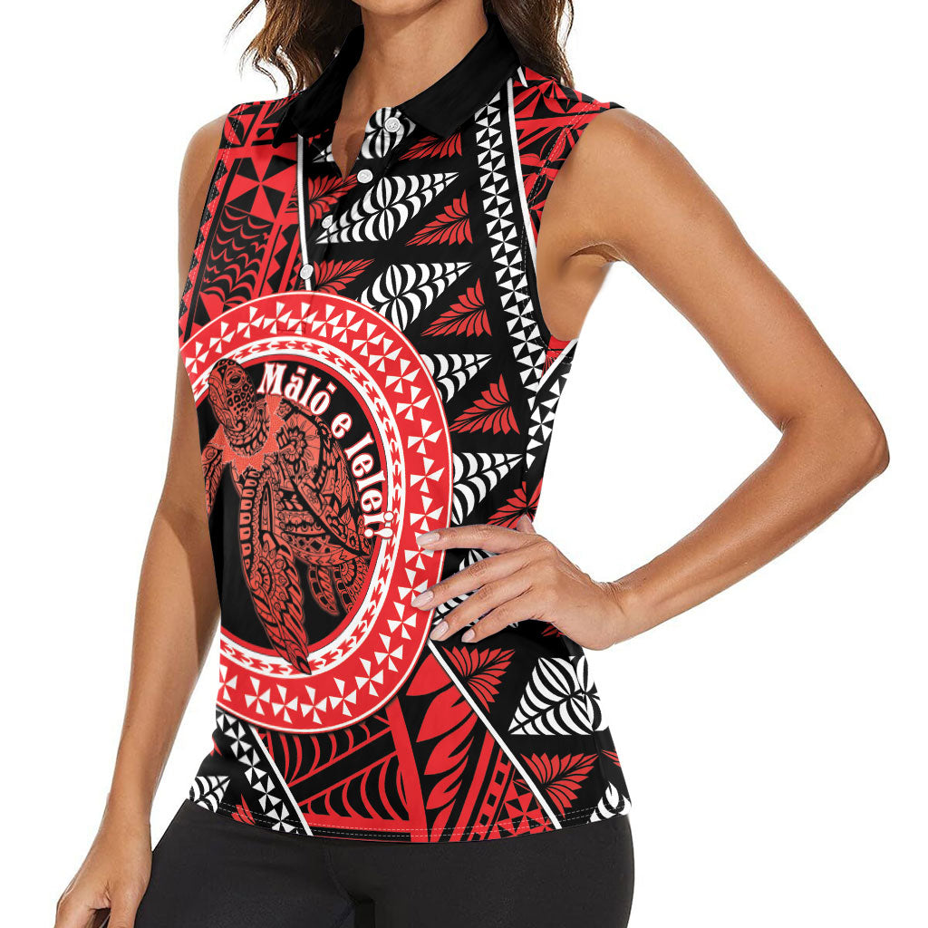 Personalised Tonga Language Week Women Sleeveless Polo Shirt Heilala Turtle Malo E Lelei