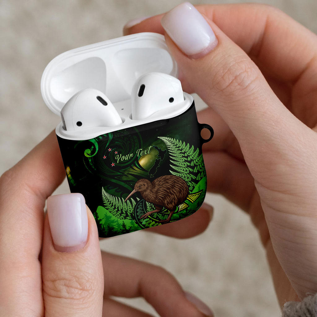 Kiwi New Zealand Personalised AirPods Case Aotearoa Map Silver Fern Koru Pattern LT22 - Polynesian Pride