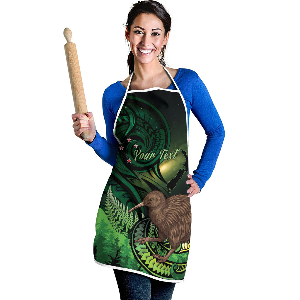 Kiwi New Zealand Personalised Apron Aotearoa Map Silver Fern Koru Pattern LT22 - Polynesian Pride