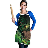 Kiwi New Zealand Personalised Apron Aotearoa Map Silver Fern Koru Pattern LT22 - Polynesian Pride