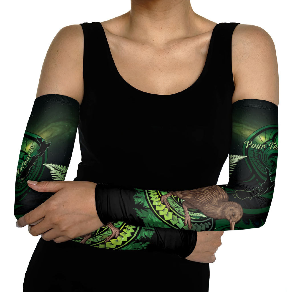 Kiwi New Zealand Personalised Arm Sleeves Aotearoa Map Silver Fern Koru Pattern LT22 - Polynesian Pride