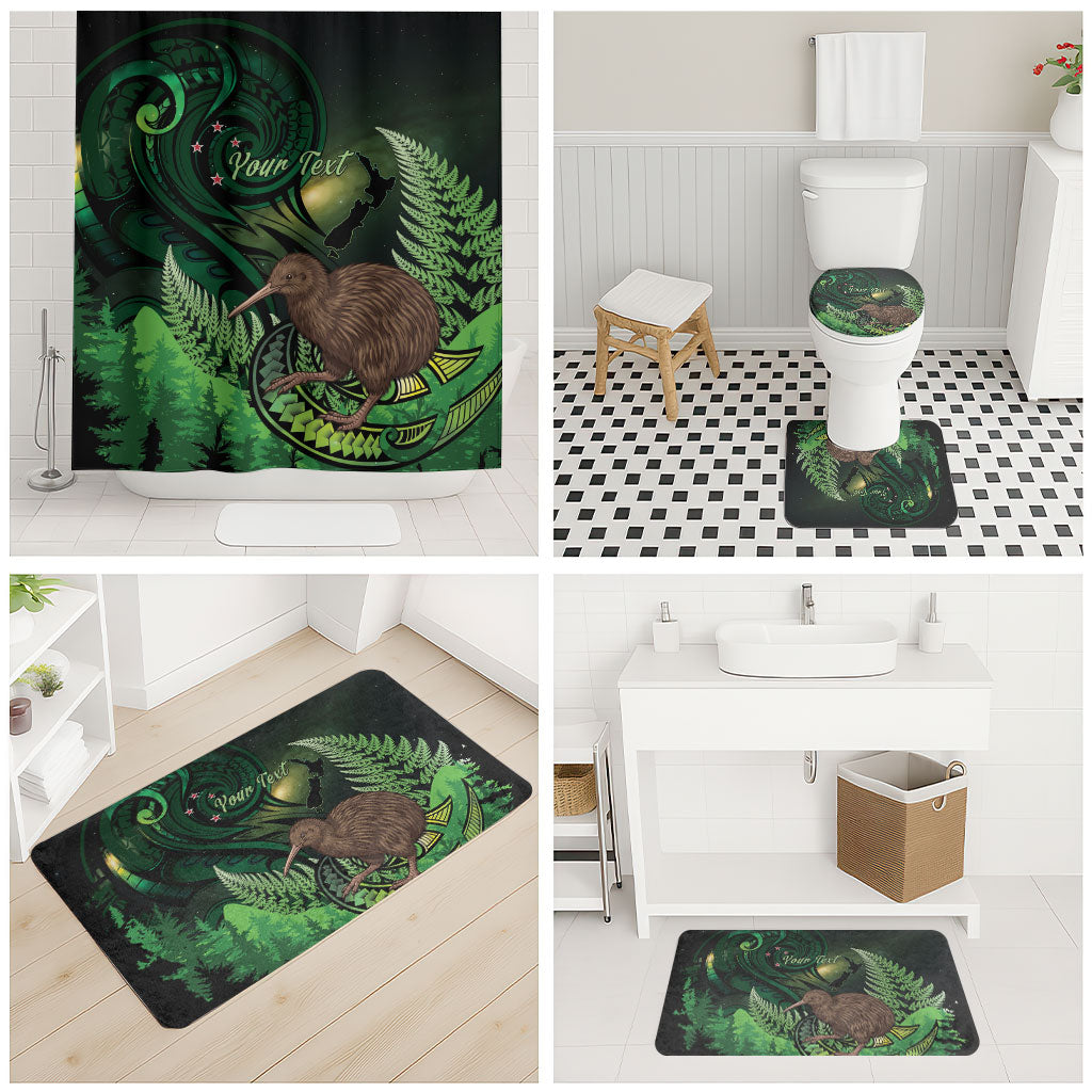 Kiwi New Zealand Personalised Bathroom Set Aotearoa Map Silver Fern Koru Pattern LT22 - Polynesian Pride