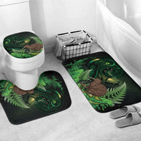 Kiwi New Zealand Personalised Bathroom Set Aotearoa Map Silver Fern Koru Pattern LT22 Mat Set Only (3 pcs) One Size Green - Polynesian Pride