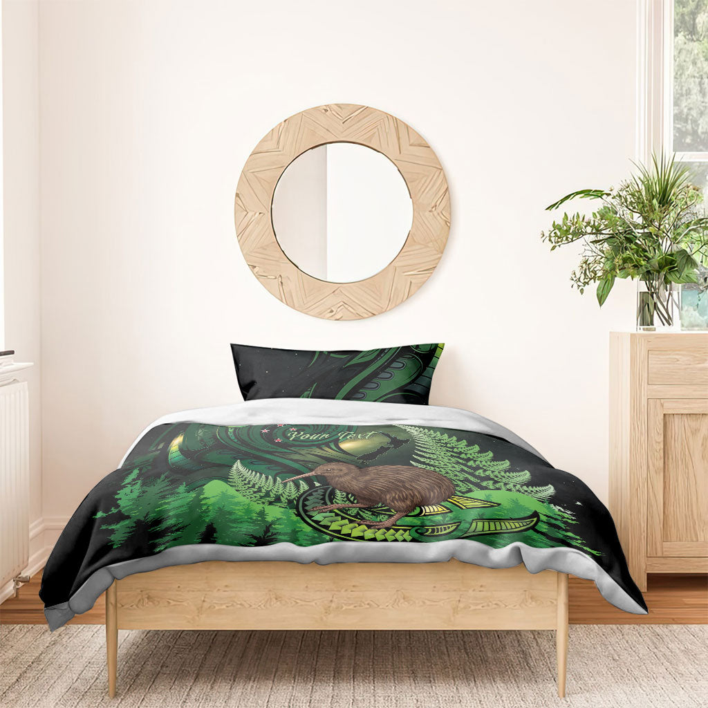 Kiwi New Zealand Personalised Bedding Set Aotearoa Map Silver Fern Koru Pattern LT22 - Polynesian Pride