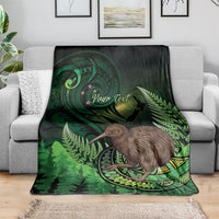 Kiwi New Zealand Personalised Blanket Aotearoa Map Silver Fern Koru Pattern LT22 - Polynesian Pride
