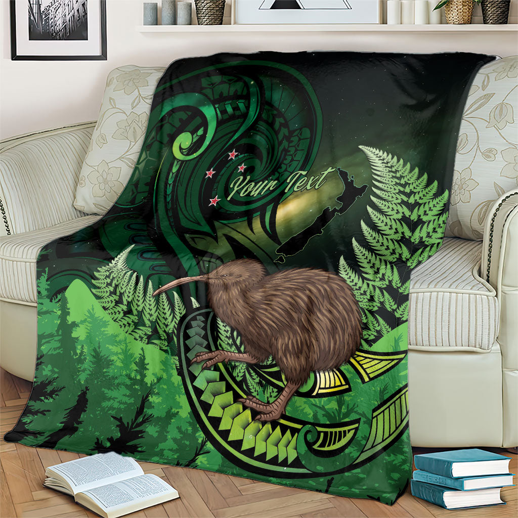 Kiwi New Zealand Personalised Blanket Aotearoa Map Silver Fern Koru Pattern LT22 - Polynesian Pride