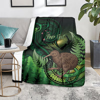 Kiwi New Zealand Personalised Blanket Aotearoa Map Silver Fern Koru Pattern LT22 - Polynesian Pride