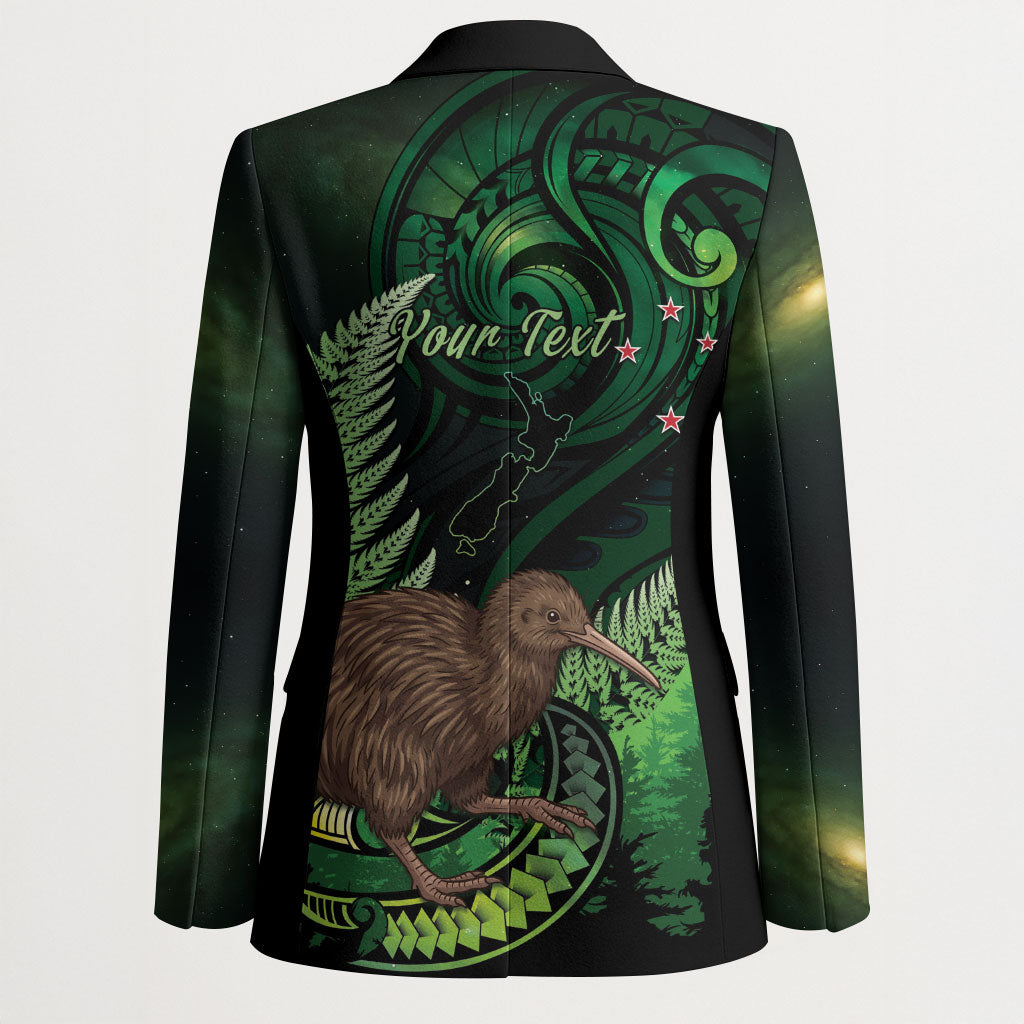Kiwi New Zealand Personalised Blazer Aotearoa Map Silver Fern Koru Pattern LT22 - Polynesian Pride