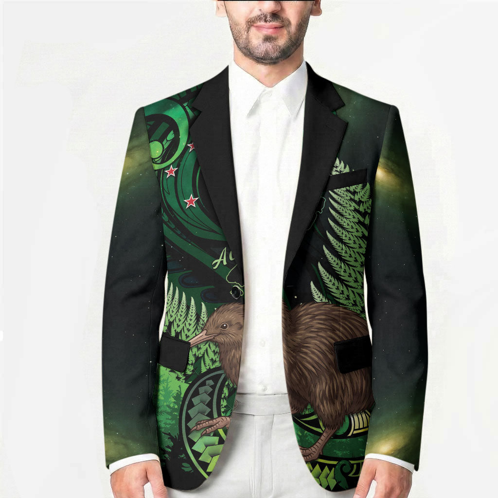 Kiwi New Zealand Personalised Blazer Aotearoa Map Silver Fern Koru Pattern LT22 - Polynesian Pride