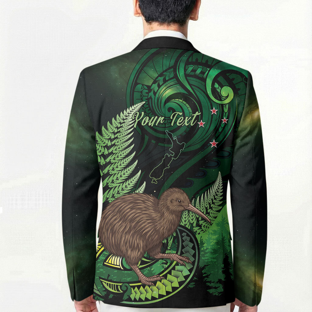 Kiwi New Zealand Personalised Blazer Aotearoa Map Silver Fern Koru Pattern LT22 - Polynesian Pride