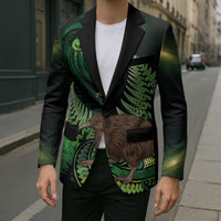 Kiwi New Zealand Personalised Blazer Aotearoa Map Silver Fern Koru Pattern LT22 - Polynesian Pride