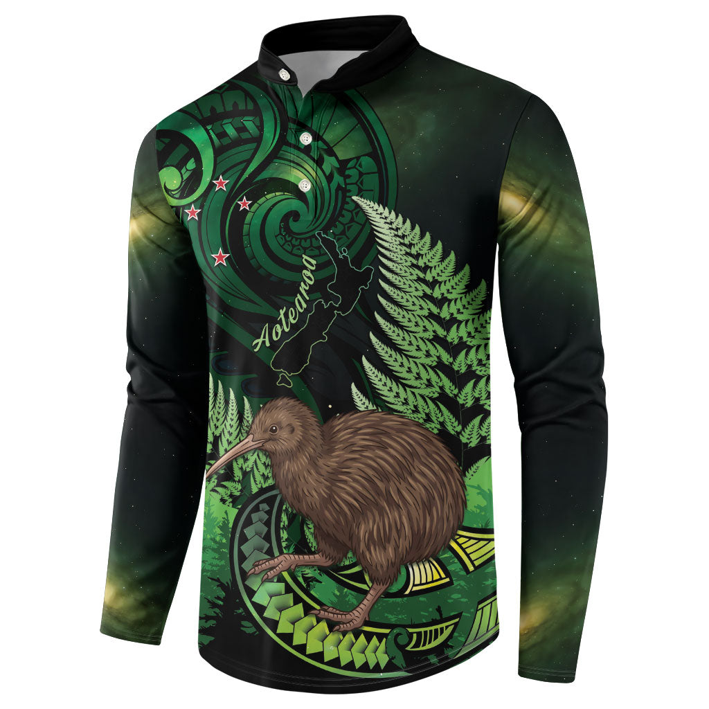 Kiwi New Zealand Personalised Button Sweatshirt Aotearoa Map Silver Fern Koru Pattern LT22 - Polynesian Pride
