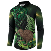 Kiwi New Zealand Personalised Button Sweatshirt Aotearoa Map Silver Fern Koru Pattern LT22 - Polynesian Pride