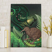 Kiwi New Zealand Personalised Canvas Wall Art Aotearoa Map Silver Fern Koru Pattern