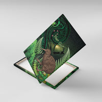 Kiwi New Zealand Personalised Canvas Wall Art Aotearoa Map Silver Fern Koru Pattern
