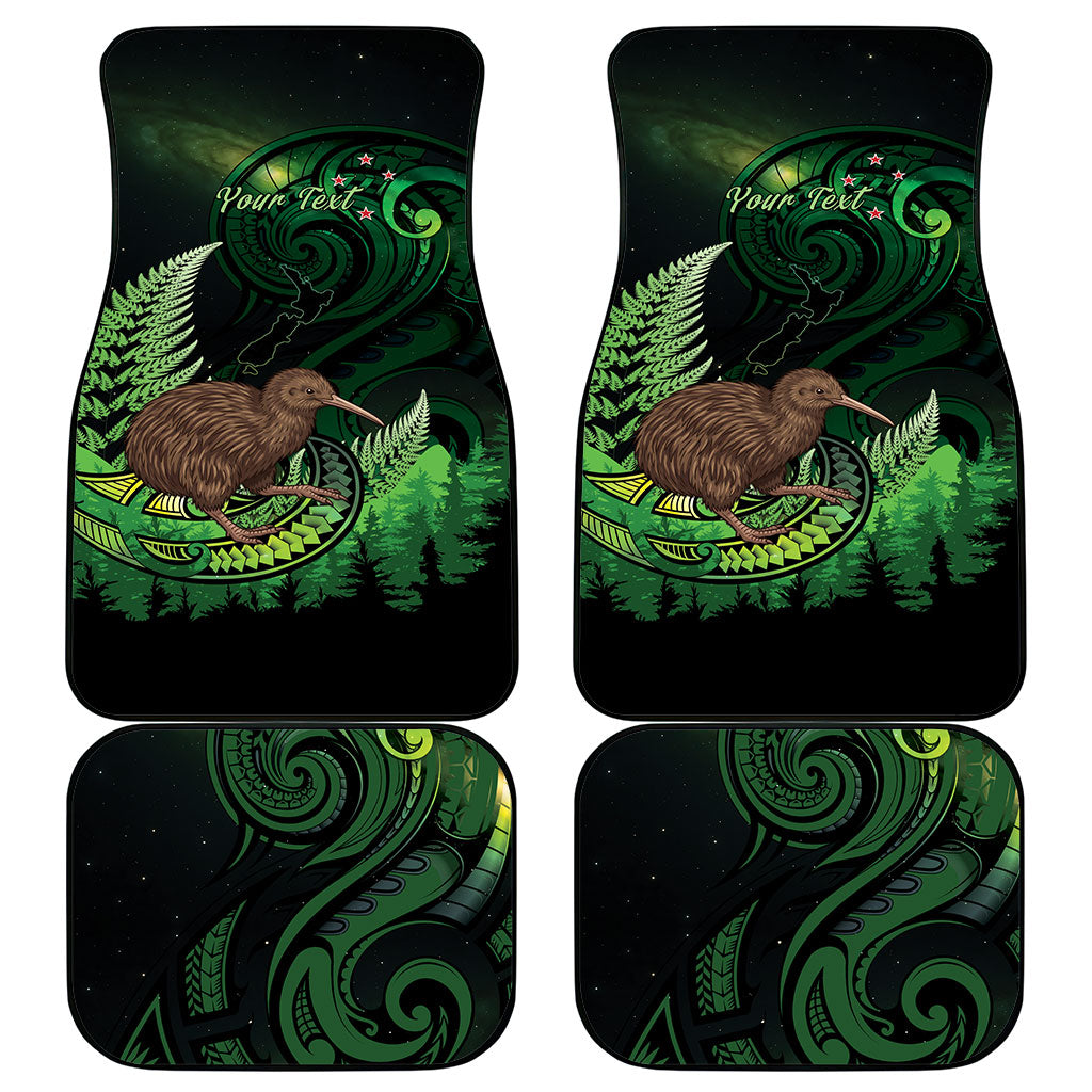 Kiwi New Zealand Personalised Car Mats Aotearoa Map Silver Fern Koru Pattern LT22 - Polynesian Pride