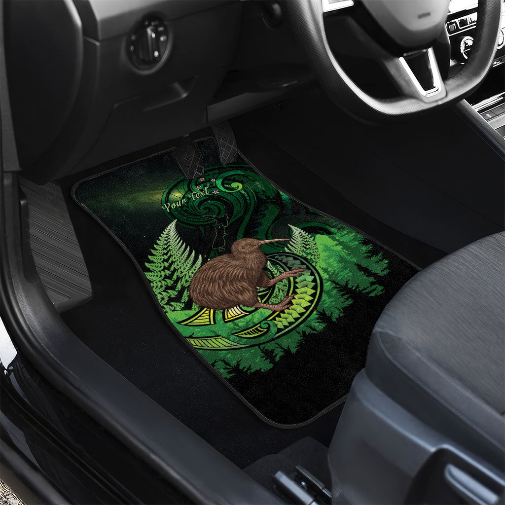 Kiwi New Zealand Personalised Car Mats Aotearoa Map Silver Fern Koru Pattern LT22 - Polynesian Pride