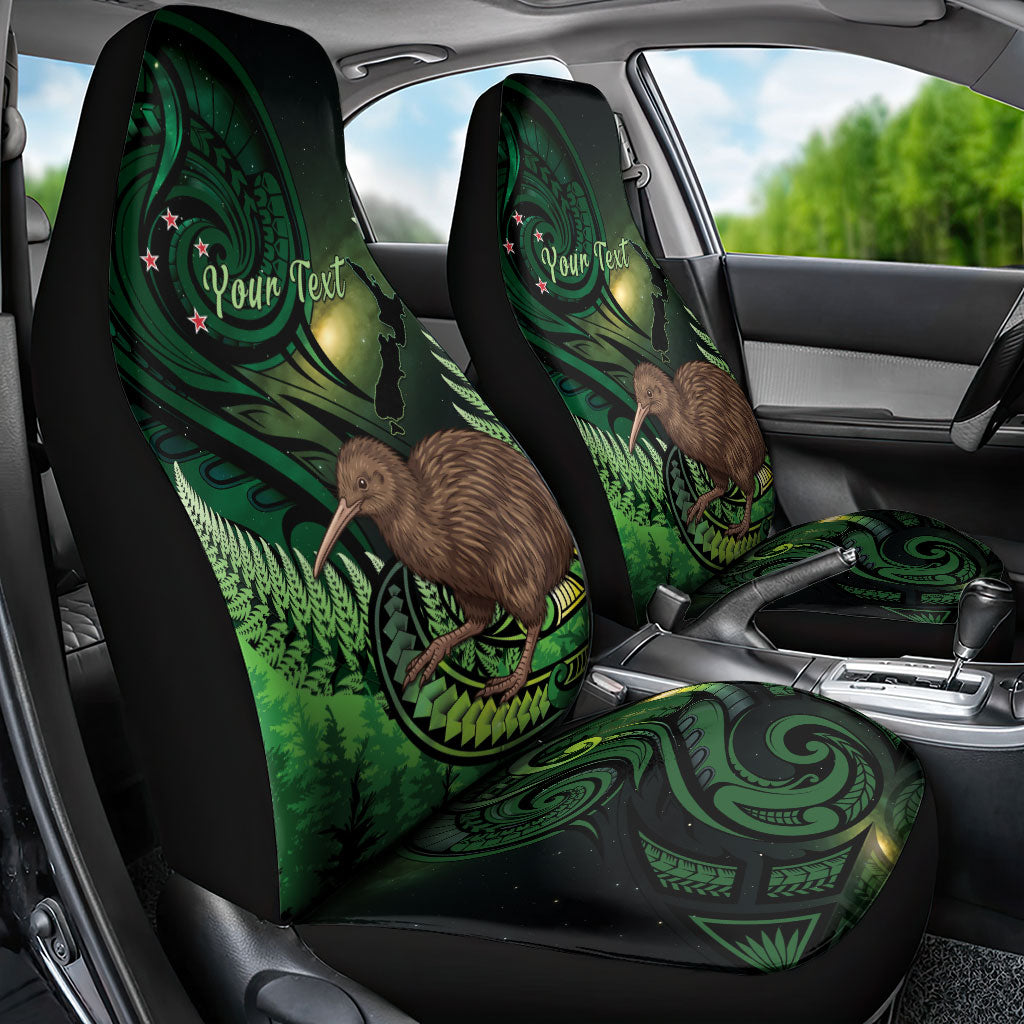 Kiwi New Zealand Personalised Car Seat Cover Aotearoa Map Silver Fern Koru Pattern LT22 - Polynesian Pride
