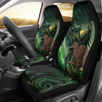 Kiwi New Zealand Personalised Car Seat Cover Aotearoa Map Silver Fern Koru Pattern LT22 - Polynesian Pride