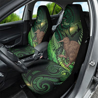 Kiwi New Zealand Personalised Car Seat Cover Aotearoa Map Silver Fern Koru Pattern LT22 - Polynesian Pride