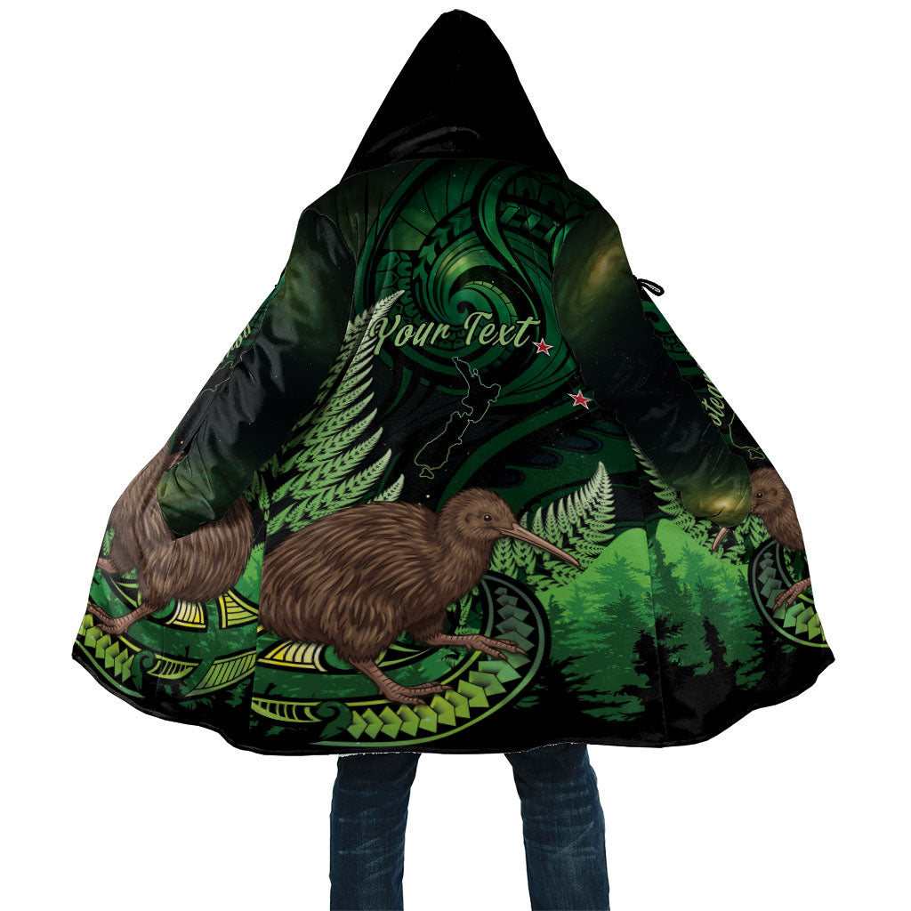Kiwi New Zealand Personalised Cloak Aotearoa Map Silver Fern Koru Pattern LT22 Unisex Green - Polynesian Pride