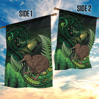 Kiwi New Zealand Personalised Garden Flag Aotearoa Map Silver Fern Koru Pattern LT22 - Polynesian Pride
